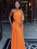Znbbw New Women One Shoulder Dress Sleeveless Diagonal Collar Pleated A-Line Lady Dresses Summer Sexy Party Prom Evening Vestidos