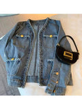 znbbw Denim Jacket for Women Casual Oversized Loose Jean Jackets 2023 New Autumn Ladies Long Sleeve Coat Cardigan Outerwear