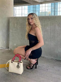 znbbw Fall Sexy Solid Mesh Sheer Bodycon Mini Dresses Club Outfit For Women 2023 Strapless Party Short Dress Female Dress