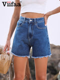 Znbbw High Waist Frayed Hem Solid Denim Shorts Women Summer Streetwear 2023 Zipper Fly Pockets Fashion White Jean Shorts