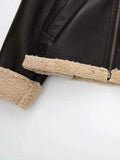 Znbbw Winter 2023 Women Jacket Coats Faux Shearling Sheepskin Coat Retro Motorcycle Jacket Fleece Woman Jackets Outerwear Tops