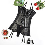 Znbbw Pu Leather Mini Dress Uncensored Cut Out Lace Up Erotic Lingerie Sissy Nightclub Body Hot Black Zipper Night Dress