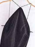 Znbbw TRAF 2023 Summer Women Tight Neck-mounted Long Dress Sexy&Club Style Silk Satin Texture Slim Fit Solid Halter Long Dress