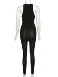 znbbw Fall Sexy Solid Mesh Hollow Out Bodycon Jumpsuit Club Outfit For Women 2023 Sleeveless Party One Pieces Female Jumpsuit