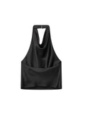 Znbbw TRAF 2023 Spring Autumn Women Solid Blouse Causal Hollow Out Backless Thin Tops Sexy Halter Camis