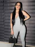 Znbbw Summer Casual Sport Fitness Streetwear Female Jumpsuit Sexy V Neck Backless Skinny Elastic Jumpsuit Women Yoga Outfit