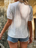 Znbbw Lace Shirts Women Summer Puff Sleeve Tops Vintage Elegant Pullover White Blouse Women Fashion V-neck Solid Shirt 21385