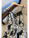znbbw Women Summer Sexy Backless V-Neck Floral Print Suspender Dresses Vestido 2023 Spring French Vintage Party Dresses Female Vestido