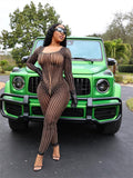znbbw Summer Sexy Mesh Striped Print Jumpsuit Club Outfit For Women 2023 Long Sleeve One Pieces Jumpsuit Female Black Jumpsuit