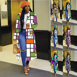 Znbbw Women Casual Loose Printing Overcoat Female Patchwork Spring Full Sleeve Long Coat 2023 Vintage Style Elegant Streetwear 914