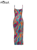 znbbw Red Printing Cami Long Dress Night Club Outfit For Women 2023 Summer Pink Bodycon Pleated Backless Split Maxi Dress 912