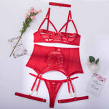 Znbbw Sensual Lingerie 5-Pieces Porn Underwear Set Sex Erotic Costumes Hollow Bra Bandage Briefs Red Sissy Sexy Outfit