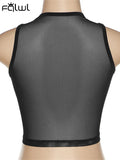 znbbw Summer Sexy Bodycon Casual Corset Top Women 2023 Sleeveless Crop Top Ladies Party See Through Mesh Party Tank Top Female