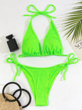 Znbbw Bikinis 2023 Sexy Women Swimsuit Swimwear Female Solid Bandage Thong Brazilian Bather Bikini Set Beachwear