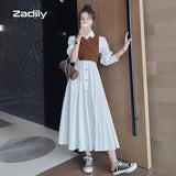 znbbw Spring Office Lady Two-piece suit Work Maxi Dress Women Long Sleeve Stripe Button Up Shirt Dresses Free Shipping Vestidos