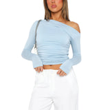 Znbbw Spring New Long Sleeve T-Shirt Women Solid Simple Casual Soft All-Match Hot Basic Crop Tops Tees Summer Fashion