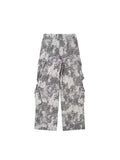 Znbbw TRAF Autumn Winter Pant Print Pockets Cargo Pant For Women High Waist Spliced Button Streetwear Loose Pants Female