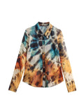 Znbbw TRAF 2023 Spring Autumn Print Long Pants Sets Women Suit Long Sleeve Shirt Set Woman Two Pieces Set Loose Womens Outfits