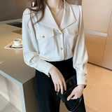 Znbbw Sleeve Blouse Women Blusas Mujer De Moda 2023 V-Neck Office Chiffon White Blouse Shirt Women Tops Blouses Women Shirts E588