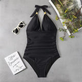 Znbbw Sexy One Piece Tankini Plus Size Swimwear Women Black Halter Hot Monokini Swimsuit Push Up Bathing Suit High Waist Bodysuit