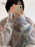 znbbw 2023 Winter Korean style Long Sleeve tie dye Sweater Women Casual Loose O Neck Ladies Pullover Fall Female Clothing Tops