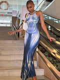 Znbbw Women Printed Spaghetti Strap Maxi Dress Lady Sexy Sleeveless Long Dresses 2023 Summer Party Skinny Vestidos Y2K Clothes