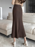 Znbbw Waist Mermaid Skirts Women 2023 Autumn Winter New Style Elastic Slim Package Hip Skirt Female Vintage Casual Long Skirt