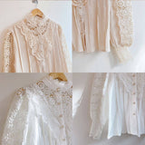 Znbbw Solid White Lace Blouse Shirts Women New Korean Button Loose Shirt Tops Female Hollow Casual Ladies Blouses Blusas 12928