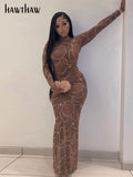 Znbbw Women Long Sleeve Party Club Evening Bodycon See Through Long Dress 2023 Autumn Clothes Wholesale Items For Business