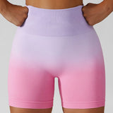 Znbbw Dye Gradient Hip Lifting Fitness Shorts Women's High Waist Tight Triple Peach Hip Quick Dried Yoga Cycling Sports Shorts