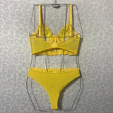 Znbbw Sensual Lingerie Transparent Bra Fancy Underwear Set Women 2 Piece Floral See Through Lace Outfit Yellow Fairy Intimate