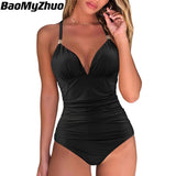 Znbbw Sexy One Piece Tankini Plus Size Swimwear Women Black Halter Hot Monokini Swimsuit Push Up Bathing Suit High Waist Bodysuit