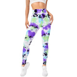 Znbbw Waist Sports Leggings Printed Gym Tights Summer Woman Running Pants Booty Lifting Leggings Tie Dye Push Up Legging