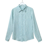 Znbbw Women Shirts And Blouses Fashion Chic Jacquard Blouse Elegant Office Lady OL Soft Draped Satin Shirt Casual Basic Tops Women