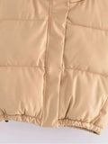 Znbbw TRAF Leather Vest Jackets Wome Solid Zipper Buttons Pockets Thick Warm Parka Women Waistcoats Autumn Winter Jackets