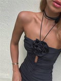 znbbw Spring Sexy Black Halter Backless Bodycon Mini Dresses Club Outfit For Women 2023 Party Pleated Short Dress Female Dress