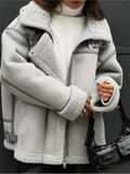 Znbbw Casual Lapel Zipper Plush Coat Women's Loose Long Sleeved Solid Jacket With Pockets 2023 Autumn/Winter Warm Street Wear