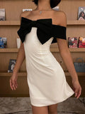znbbw Summer New Collection Sleeveless Black Bow Strapless High Waist White Slim Short Dress Women Sexy Club Prom Vestidos Za