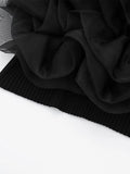 Znbbw TRAF Y2K 3D Organza Patchwork Thin Knitted Women Tanks 2023 Summer Sleeveless Strapless Slim Bustier Female Crop Top