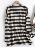 Znbbw Women High Quality Striped Print Sweatshirts Long Sleeve O Neck Loose Pullovers Female Tops