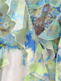 Znbbw TRAF Ruffle Long Dress Women Print Floral Dress Woman Long Sleeve Summer Dresses Woman 2023 Midi Elegant Women Dress