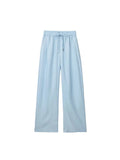 Znbbw TRAF Women Chic Side Pockets Loose Wide Leg Pants Vintage High Elastic Waist Drawstring Female Trousers Mujer