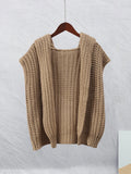 Znbbw Women Fashion Solid Hooded Sweater Vest Elegant Sleeveless Loose Knitting Cardigan 2023 Autumn Office Ladies Commute Streetwear