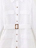 Znbbw TRAF Embroidered Dress Women 2023 Elegant With Belt Cutout Dresses Woman Long Sleeves Ladies Dresses Summer Mini Dress