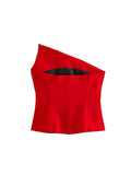 Znbbw TRAF Off Shoulder Corset Tops lingerie For Women's Y2k Top Clothes Backless Red Tube Top Female Zip Sexy Crop Top