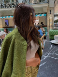Znbbw TRAF 2023 Women Oversized Bomber Jackets Coat Pockets Vintage Stand Neck Long Sleeves Female Chic Outwears