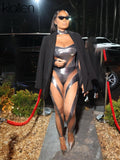 Znbbw Sexy See Through Patchwork y2k Two Piece Pants Set Women Long Sleeve Bodysuit + High Waist Trousers Streetwear Suit