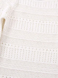 Znbbw TRAF Spring Hollow Out Knitted Women Sweater Dress Long Flare Sleeve Slim Crew Neck Female Mini Dresses
