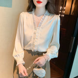 Znbbw Sleeve V-Neck Blouse Women Blusas Mujer De Moda 2023 New Apricot Chiffon Blouse Shirt Women Tops Shirts Blouses Blusa G424