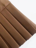 Znbbw ZBZA Women 2023 Pu Leather Mini Skirt with Belt Women High Waist Pleated Skirts womens Casual Streetwear Party 202309